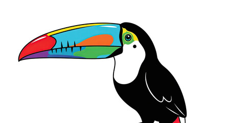 Vibrant Toucan with Rainbow Beak Illustration on Transparent Background Detailed Tropical Bird Pixel Art Design
