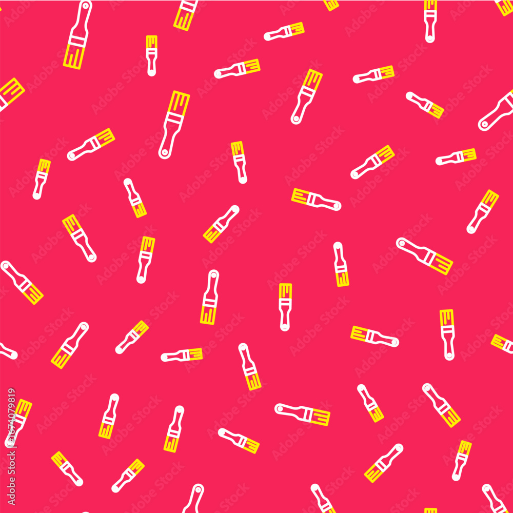 Poster line paint brush icon isolated seamless pattern on red background. vector