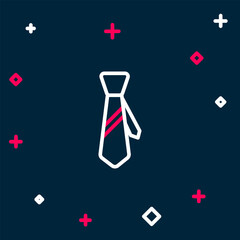 Line Tie icon isolated on blue background. Necktie and neckcloth symbol. Colorful outline concept. Vector