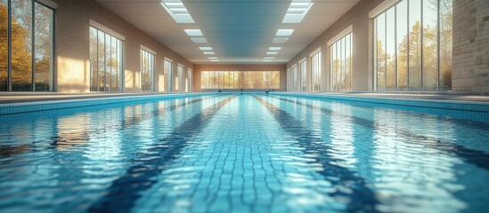 Fototapeta premium Indoor swimming pool with natural light.
