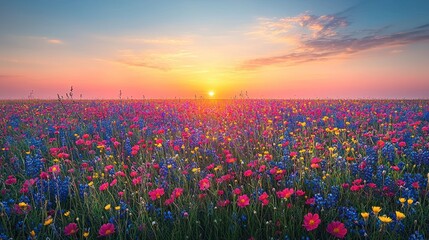 Floral field at sunrise