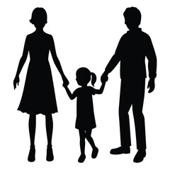 Black silhouette of a family holding hands parents