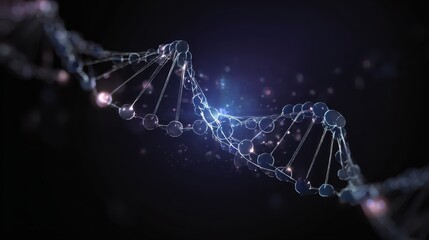 Glowing DNA Helix with Molecular Structure and Starry Background