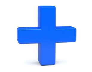 3D rendered bright blue plus sign