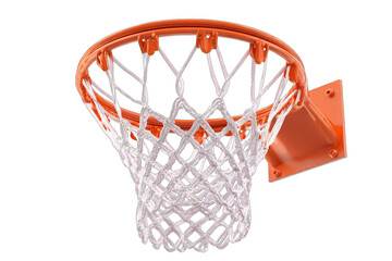 Basketball hoop, orange rim, white net