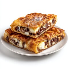 Delicious Chocolate and Cream Filled Pastry Slices on Plate