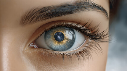 Close-up of human eye with galaxy reflection in iris