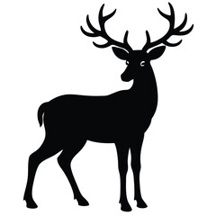 Black silhouette of a majestic stag with large antlers 1
