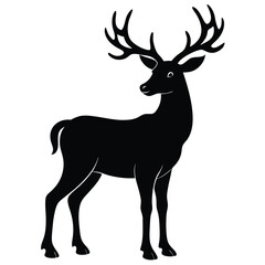 Black silhouette of a majestic stag with large antlers