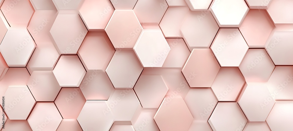 Poster abstract geometric hexagon pattern background in pastel pink for modern design projects and presenta