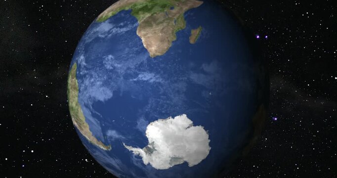 Planet Earth, zooming in on Antarctica. Realistic planet earth.