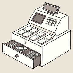vector illustration of a cash register
