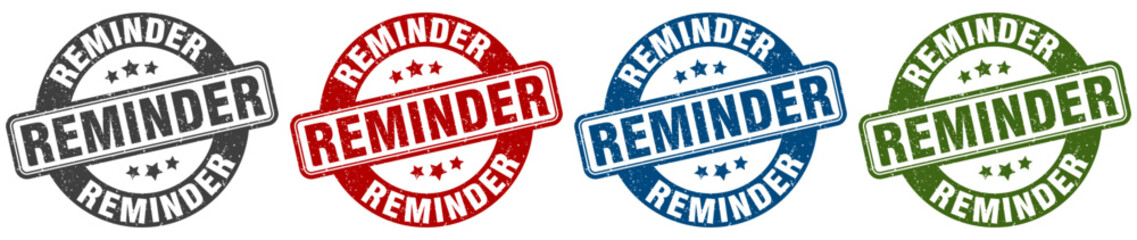 reminder stamp. reminder round stamp set isolated on white background