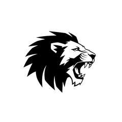 Obraz premium Fierce red mane Asian lion roaring head illustration