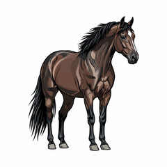 Obraz premium illustration, drawing, vector, design, animal, horse, art, graphic, background, nature, wild, isolated, mammal, silhouette, farm, black, symbol, white, speed, beautiful, sketch, stallion, mane, 