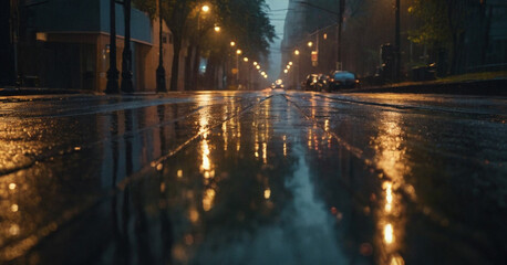 night and light on the reflected water