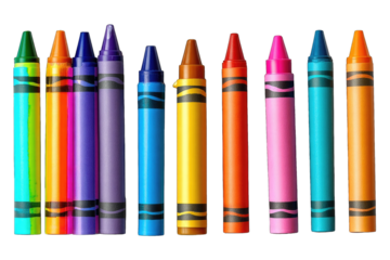 Row of colorful crayons