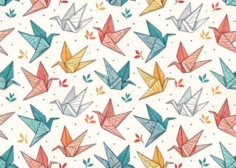 Origami Bird Seamless Abstract Pattern Artistic Background