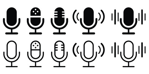 Microphone Icons Collection of Audio Recording Symbols