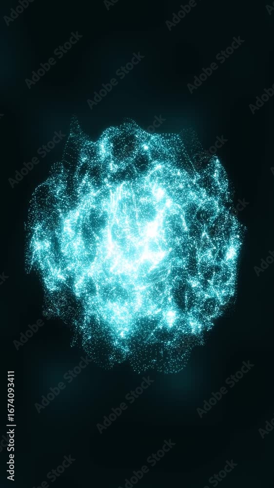 Poster illuminating particles form captivating patterns, creating a mesmerizing visual experience against a