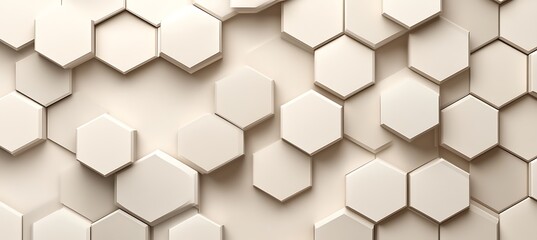 Fototapeta premium Beige hexagon tiles modern geometric pattern background texture design for graphic resources | empty template