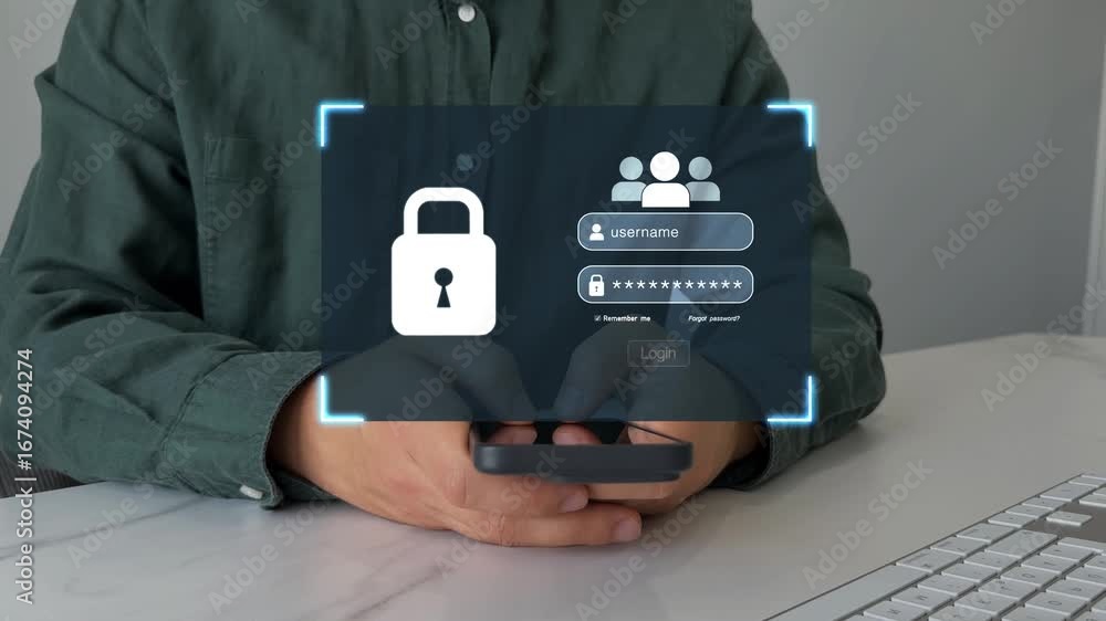 Poster cybersecurity and privacy to protect data.personal data protection and secured internet access.perso