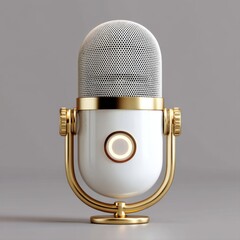 Vintage-style microphone with gold accents
