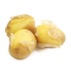 Tasty young boiled potatoes isolated on white