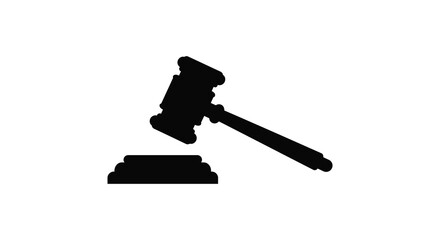 Black silhouette of a gavel on a sound block