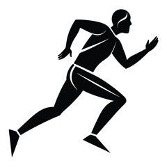 Black silhouette of a runner in motion running athlete 1