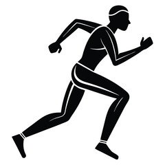 Black silhouette of a runner in motion running athlete 2