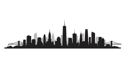 New york city skyline silhouette with skyscrapers and bridges © Kuntol02