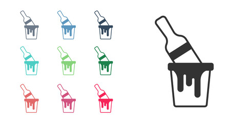 Black Paint bucket with brush icon isolated on white background. Set icons colorful. Vector