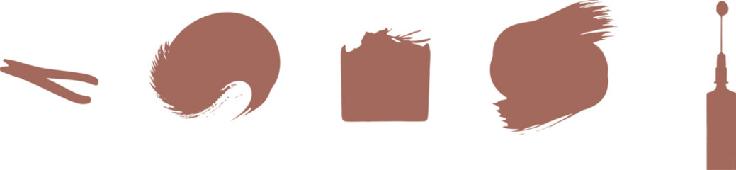 Assortment of Brown Abstract Brush Stroke Shapes paint