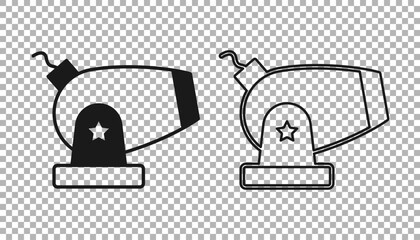 Black Cannon icon isolated on transparent background. Vector