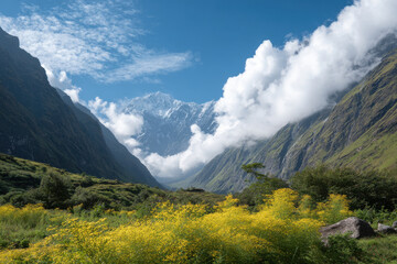 Fototapeta premium discover breathtaking beauty of world top mountains where lush vegetation thrives in stunning clarity