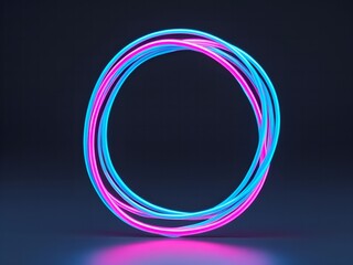Abstract neon infinity loop glowing wires pink and blue digital art futurism