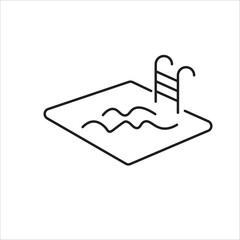 swimming icon in line style, illustration of a boat in a white background