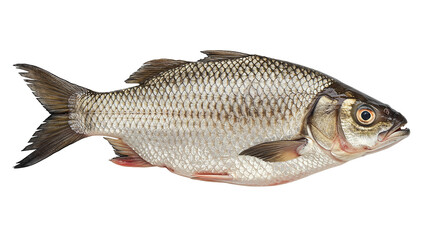 Fototapeta premium Freshly Caught Freshwater Fish With Silver Scales And Dark Fins uncooked
