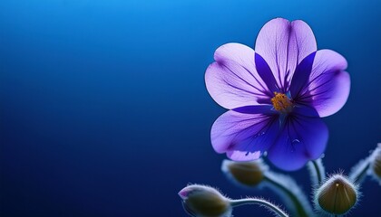violet flower on a blue background