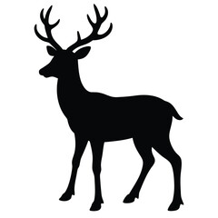 Black silhouette of a stag with large antlers deer 1