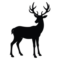 Black silhouette of a stag with large antlers deer 2