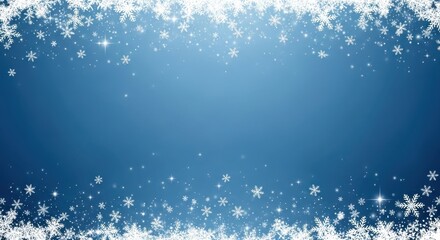 Sparkling Snowflake Frame on a Deep Blue Background Perfect Winter Holiday Design Element