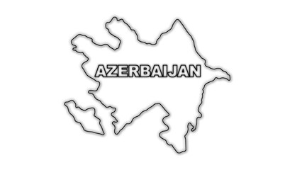 Black And White Azerbaijan Map Outline Minimalist Monochrome Illustration
