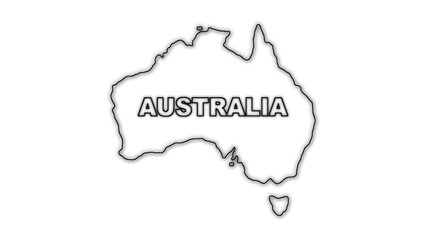 Black And White Australia Map Outline Minimalist Monochrome Illustration