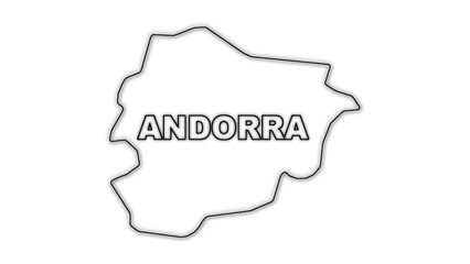 Black And White Andorra Map Outline Minimalist Monochrome Illustration