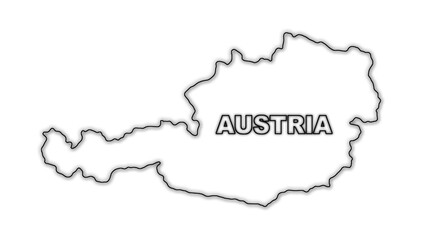 Black And White Austria Map Outline Minimalist Monochrome Illustration