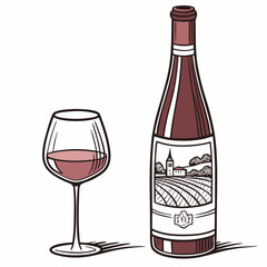 wine bottle and glass