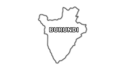 Black And White Burundi Map Outline Minimalist Monochrome Illustration