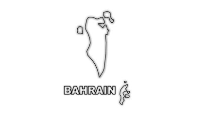 Black And White Bahrain Map Outline Minimalist Monochrome Illustration